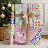 Maori Kowhaiwhai Taniko Patchwork Rainbow Motifs Wrapping Paper
