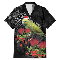 Meri Kirihimete Kakapo Family Matching Mermaid Dress and Hawaiian Shirt Black Silver Fern Christmas Vibe LT9 Dad's Shirt - Short Sleeve Black - Polynesian Pride