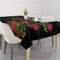 Meri Kirihimete Kakapo Tablecloth Black Silver Fern Christmas Vibe
