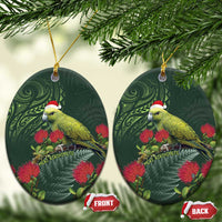 Meri Kirihimete Kakapo Ceramic Ornament Green Silver Fern Christmas Vibe