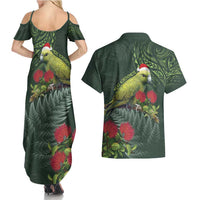 Meri Kirihimete Kakapo Couples Matching Summer Maxi Dress and Hawaiian Shirt Green Silver Fern Christmas Vibe LT9 - Polynesian Pride