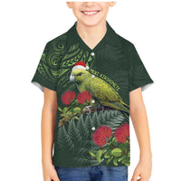 Meri Kirihimete Kakapo Family Matching Mermaid Dress and Hawaiian Shirt Green Silver Fern Christmas Vibe LT9 Son's Shirt Green - Polynesian Pride