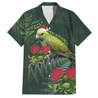 Meri Kirihimete Kakapo Family Matching Off The Shoulder Long Sleeve Dress and Hawaiian Shirt Green Silver Fern Christmas Vibe LT9 Dad's Shirt - Short Sleeve Green - Polynesian Pride