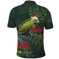 Meri Kirihimete Kakapo Polo Shirt Green Silver Fern Christmas Vibe