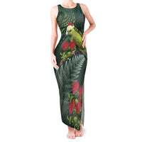 Meri Kirihimete Kakapo Tank Maxi Dress Green Silver Fern Christmas Vibe
