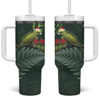 Meri Kirihimete Kakapo Tumbler With Handle Green Silver Fern Christmas Vibe