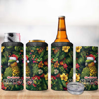 Meri Kirihimete Kakapo 4 in 1 Can Cooler Tumbler New Zealand Christmas with Tropical Vibe