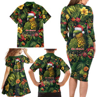Meri Kirihimete Kakapo Family Matching Long Sleeve Bodycon Dress and Hawaiian Shirt New Zealand Christmas with Tropical Vibe LT9 - Polynesian Pride