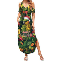 Meri Kirihimete Kakapo Summer Maxi Dress New Zealand Christmas with Tropical Vibe LT9 Women Green - Polynesian Pride