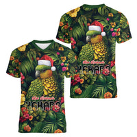 Meri Kirihimete Kakapo Women V-Neck T-Shirt New Zealand Christmas with Tropical Vibe LT9 - Polynesian Pride