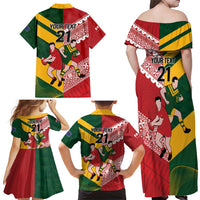 Australia-Tonga Rugby Pacific Custom Family Matching Off Shoulder Maxi Dress and Hawaiian Shirt The Kangaroos and Mate Ma'a Tonga