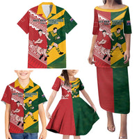 Australia-Tonga Rugby Pacific Custom Family Matching Puletasi and Hawaiian Shirt The Kangaroos and Mate Ma'a Tonga
