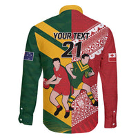 Australia-Tonga Rugby Pacific Custom Family Matching Short Sleeve Bodycon Dress and Hawaiian Shirt The Kangaroos and Mate Ma'a Tonga LT9 - Polynesian Pride
