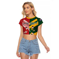 Australia-Tonga Rugby Pacific Custom Raglan Cropped T Shirt The Kangaroos and Mate Ma'a Tonga