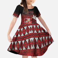 Custom Tonga 676 Haamonga a Maui Family Matching Long Sleeve Bodycon Dress and Hawaiian Shirt Tongan Sipi Tau Unique Dance LT9 Daughter's Dress Red - Polynesian Pride