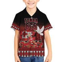 Custom Tonga 676 Haamonga a Maui Family Matching Short Sleeve Bodycon Dress and Hawaiian Shirt Tongan Sipi Tau Unique Dance LT9 Son's Shirt Red - Polynesian Pride