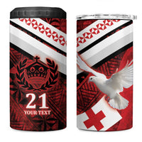 Custom Tonga XIII Rugby Tribal Tattoo 4 in 1 Can Cooler Tumbler Mate Ma'a Tonga Kupesi Ngatu Grunge Style