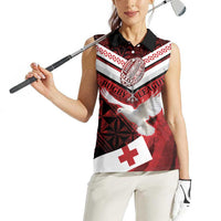 Custom Tonga XIII Rugby Tribal Tattoo Women Sleeveless Polo Shirt Mate Ma'a Tonga Kupesi Ngatu Grunge Style