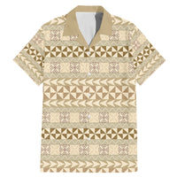 Pasifika Sataoa Pattern Simple Motif Family Matching Mermaid Dress and Hawaiian Shirt Beige Tan LT9 Dad's Shirt - Short Sleeve Beige Tan - Polynesian Pride
