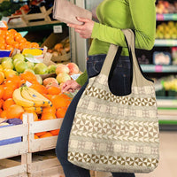 Pasifika Sataoa Pattern Simple Motif Grocery Bag Beige Tan