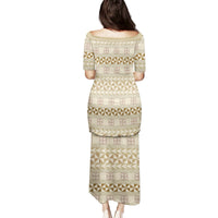 Pasifika Sataoa Pattern Simple Motif Puletasi Beige Tan LT9 - Polynesian Pride