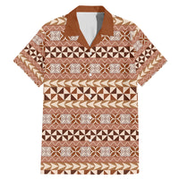 Pasifika Sataoa Pattern Simple Motif Family Matching Mermaid Dress and Hawaiian Shirt Brown Beige Tan LT9 Dad's Shirt - Short Sleeve Brown - Polynesian Pride