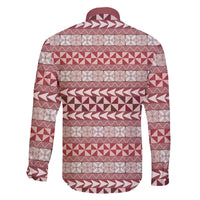 Pasifika Sataoa Pattern Simple Motif Family Matching Off Shoulder Short Dress and Hawaiian Shirt Cherry LT9 - Polynesian Pride