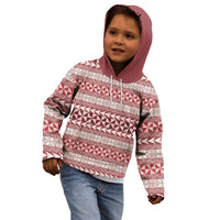 Pasifika Sataoa Pattern Simple Motif Kid Hoodie Cherry LT9 - Polynesian Pride