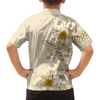 Pasifika Sataoa Pattern Plumeria Vintage Family Matching Long Sleeve Bodycon Dress and Hawaiian Shirt Beige Tan LT9 - Polynesian Pride