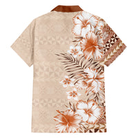 Pasifika Sataoa Pattern Plumeria Vintage Family Matching Long Sleeve Bodycon Dress and Hawaiian Shirt Brown Beige Tan LT9 - Polynesian Pride