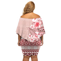 Pasifika Sataoa Pattern Plumeria Vintage Family Matching Off Shoulder Short Dress and Hawaiian Shirt Cherry LT9 - Polynesian Pride
