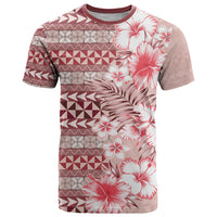 Pasifika Sataoa Pattern Plumeria Vintage T Shirt Cherry LT9 Cherry - Polynesian Pride