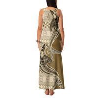 Vintage Hammerhead Shark Valentine Day Family Matching Tank Maxi Dress and Hawaiian Shirt Pasifika Sataoa Pattern - Beige Tan LT9 - Polynesian Pride