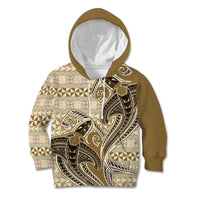 Vintage Hammerhead Shark Valentine Day Kid Hoodie Pasifika Sataoa Pattern - Beige Tan LT9 Hoodie Beige Tan - Polynesian Pride