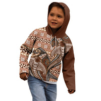 Vintage Hammerhead Shark Valentine Day Kid Hoodie Pasifika Sataoa Pattern - Brown Beige Tan LT9 - Polynesian Pride