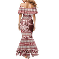 Vintage Hammerhead Shark Valentine Day Mermaid Dress Pasifika Sataoa Pattern - Cherry LT9 - Polynesian Pride