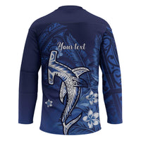 Personalized Hawaiian Maori Hammerhead Shark Hockey Jersey Polu Plumeria - Polynesian Pride