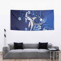 Personalized Hawaiian Maori Hammerhead Shark Tapestry Polu Plumeria - Polynesian Pride
