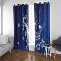 Personalized Hawaiian Maori Hammerhead Shark Window Curtain Polu Plumeria - Polynesian Pride