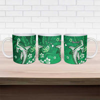 Personalized Hawaiian Maori Hammerhead Shark Ceramic Mug Omaomao Plumeria - Polynesian Pride