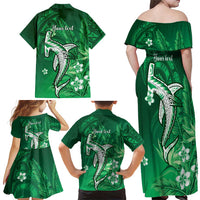 Personalized Hawaiian Maori Hammerhead Shark Family Matching Off Shoulder Maxi Dress and Hawaiian Shirt Omaomao Plumeria LT9 - Polynesian Pride