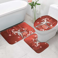 Personalized Hawaiian Maori Hammerhead Shark Bathroom Set Ulaula Plumeria - Polynesian Pride