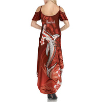 Personalized Hawaiian Maori Hammerhead Shark Family Matching Summer Maxi Dress and Hawaiian Shirt Ulaula Plumeria LT9 - Polynesian Pride