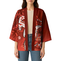 Personalized Hawaiian Maori Hammerhead Shark Kimono Ulaula Plumeria - Polynesian Pride