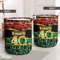 Vanuatu 46th Year Anniversary Laundry Basket 30 July 1980 Hibiscus Seamless Pattern