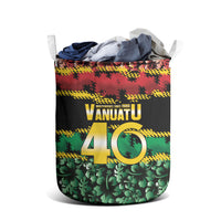 Vanuatu 46th Year Anniversary Laundry Basket 30 July 1980 Hibiscus Seamless Pattern