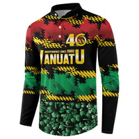 Vanuatu 46th Year Anniversary Button Sweatshirt 30 July 1980 Hibiscus Seamless Pattern