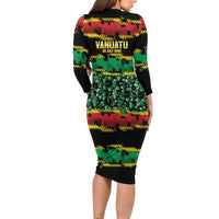 Vanuatu 46th Year Anniversary Family Matching Long Sleeve Bodycon Dress and Hawaiian Shirt 30 July 1980 Hibiscus Seamless Pattern LT9 - Polynesian Pride
