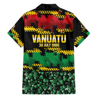 Vanuatu 46th Year Anniversary Family Matching Off Shoulder Maxi Dress and Hawaiian Shirt 30 July 1980 Hibiscus Seamless Pattern LT9 - Polynesian Pride