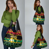 Vanuatu 46th Year Anniversary Grocery Bag 30 July 1980 Hibiscus Seamless Pattern